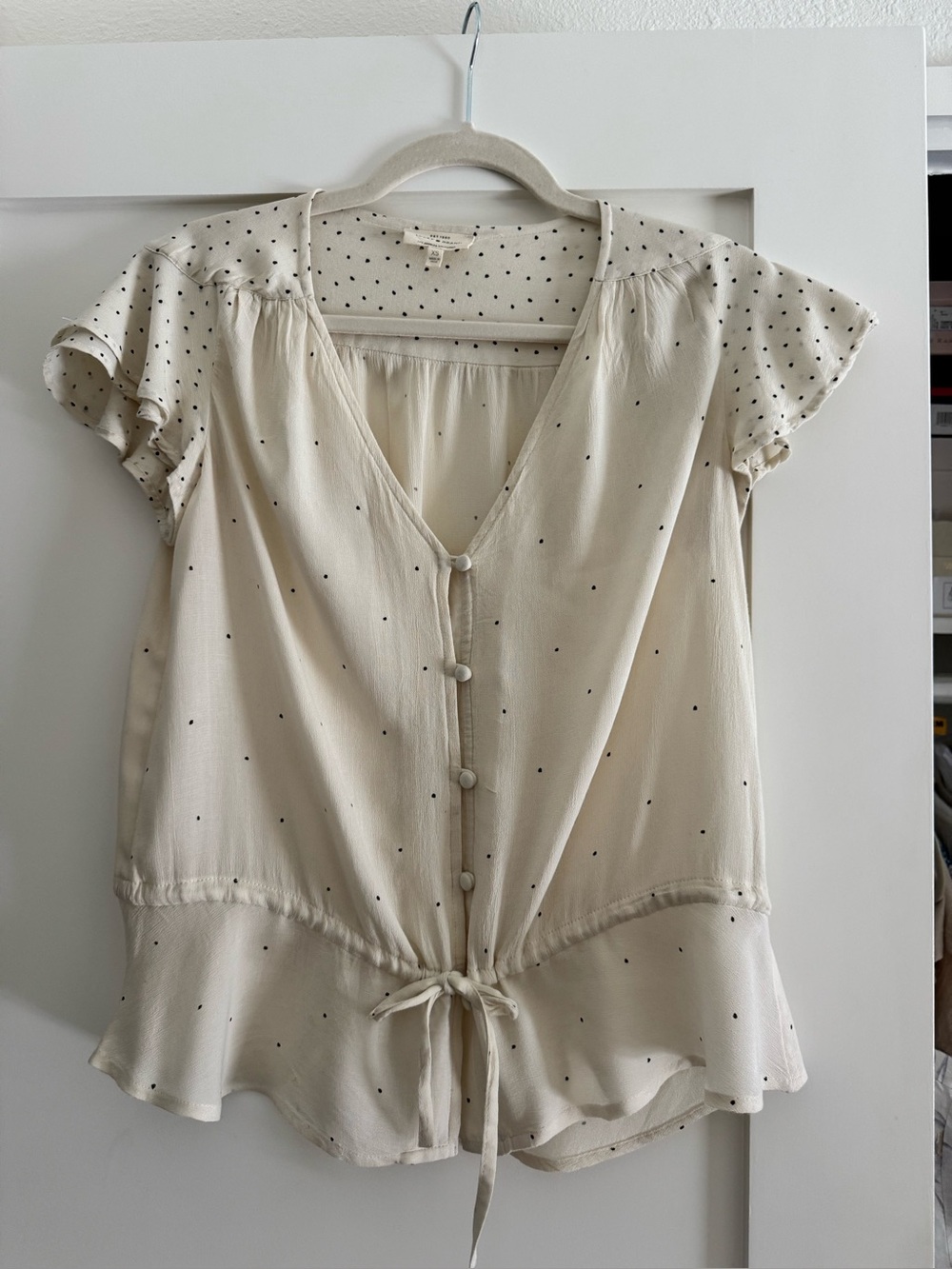 Lucky Brand XS Polka Dot Button-Front Top
